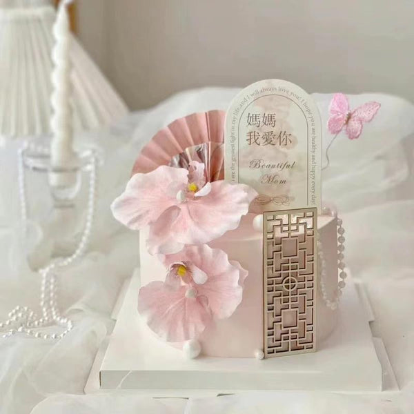 Pink Flower and Butterfly Mommy Cake