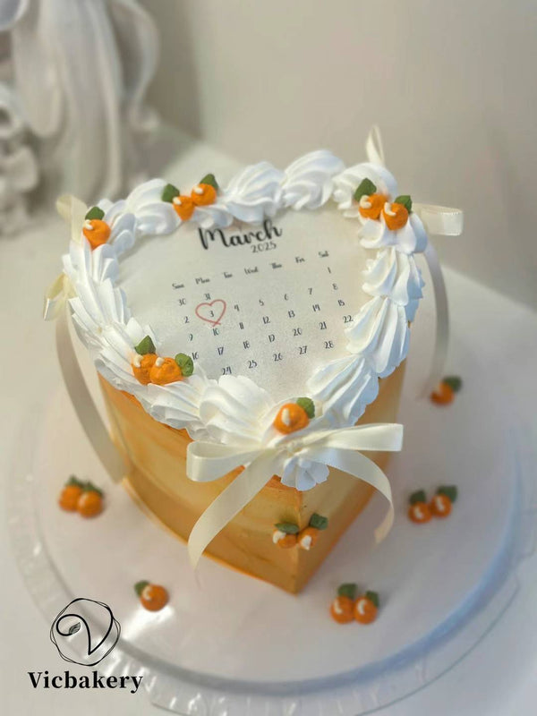 Burn away heart shape piping flower cake