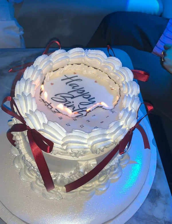 Burn away red ribbon cake