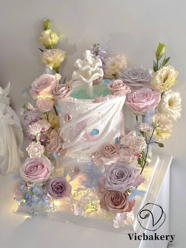 Fountain of roses cake