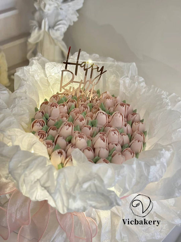 pinky butter cream flower cake