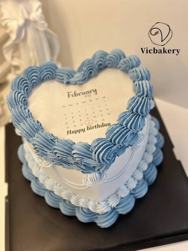 Burn away  blue heart shape cake