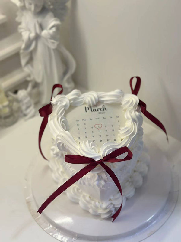 Burn away red ribbon heart shape