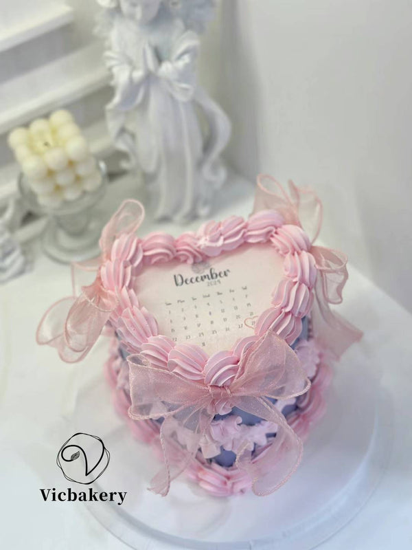 Burn away  pinky heart shape cake