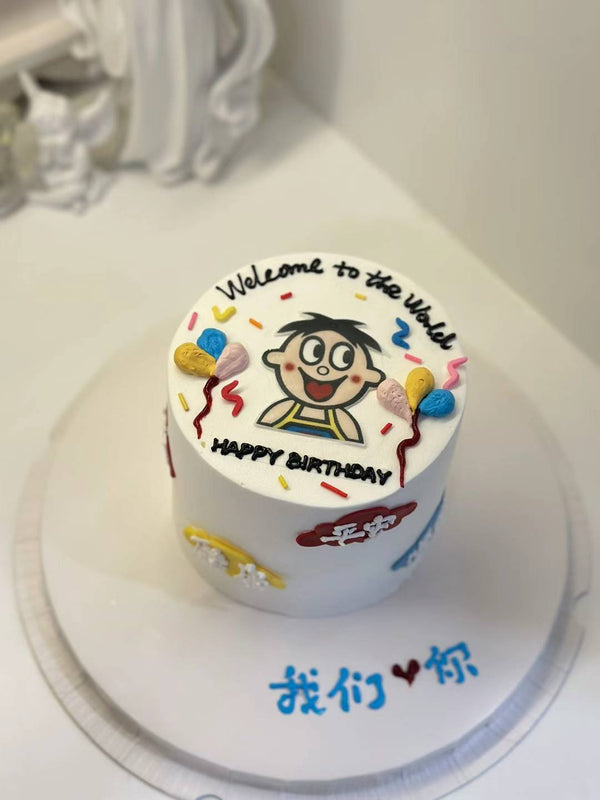 Hand painting wang zai cake