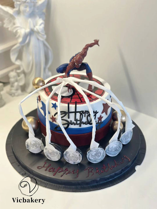 Boy - Spiderman burning fire cake