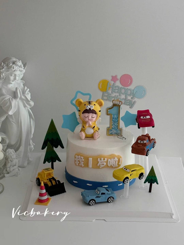 Baby 1st Birthday-Blue Fondant Baby Tiger