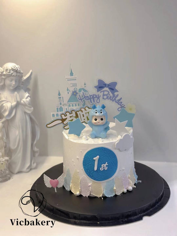 Baby 1st Birthday-Little blue dragon baby