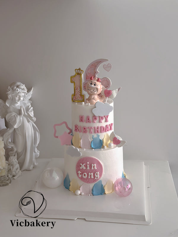 Baby 1st Birthday-Little Pink dragon baby