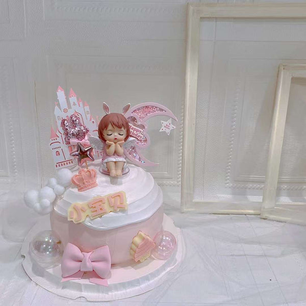 Baby 1st Birthday-Pink Fondant Baby Fairy