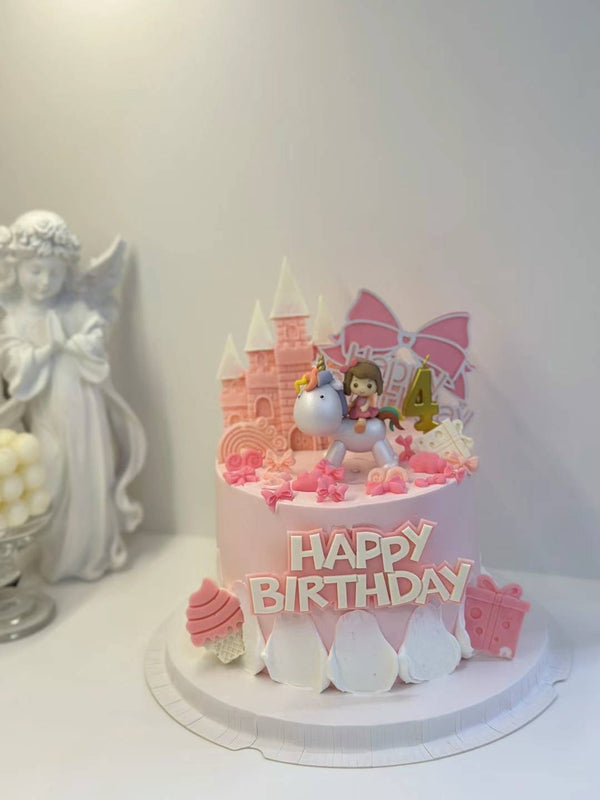 Baby 1st Birthday-Pink Riding on Unicorn