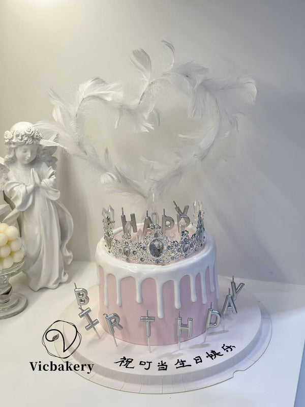 Girls' Theme Cake with feather heart and crown