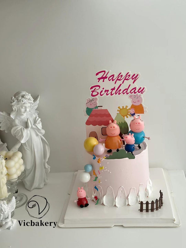 Girls' Theme Cake-Pink cake with Peppa pig