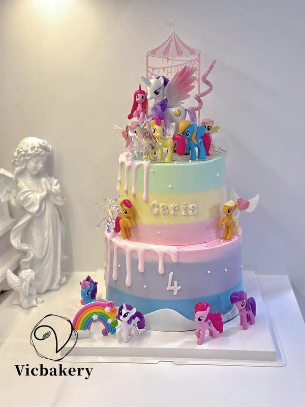 Girls' Theme Cake-Colorful pony cake