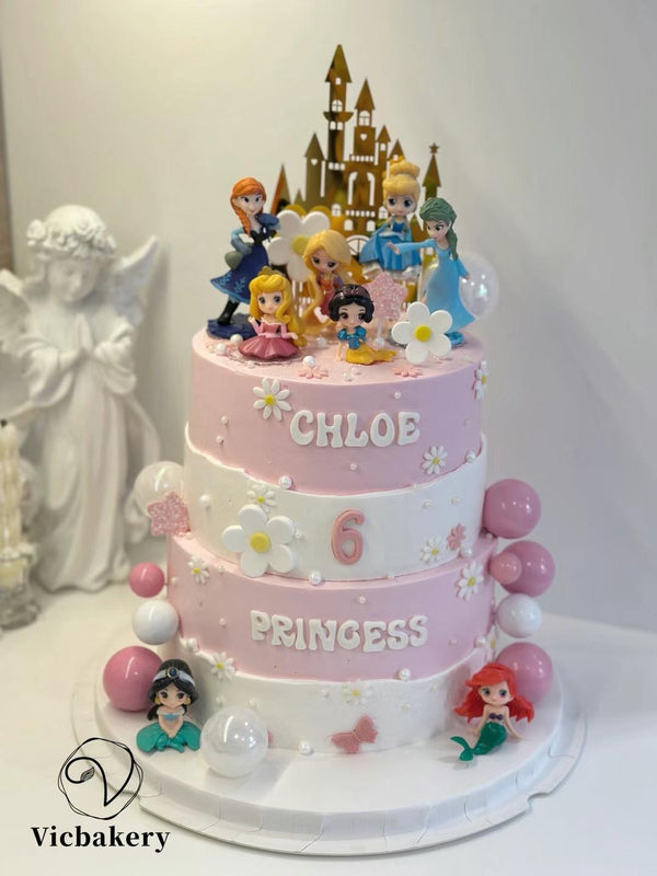 Girls' Theme Cake-Pink Cake with Princes