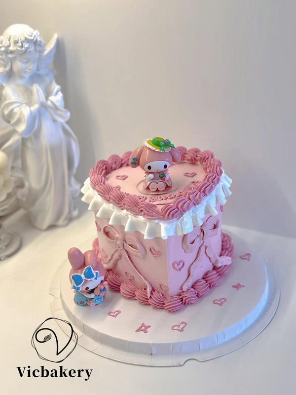 Girls' Theme Cake-Pink Cake in Heart Shape