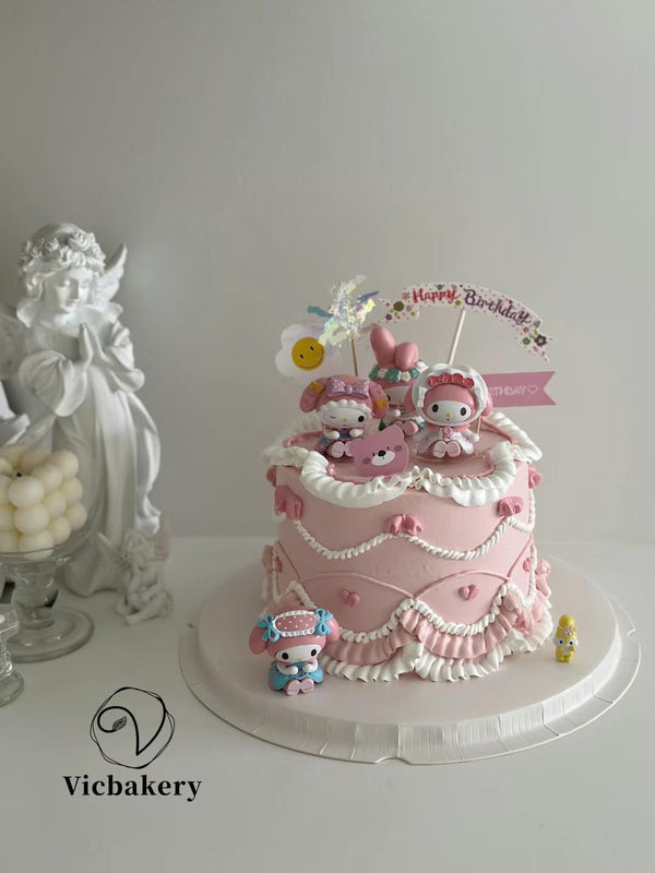 Girls' Theme Cake-Pink Cake with dolls