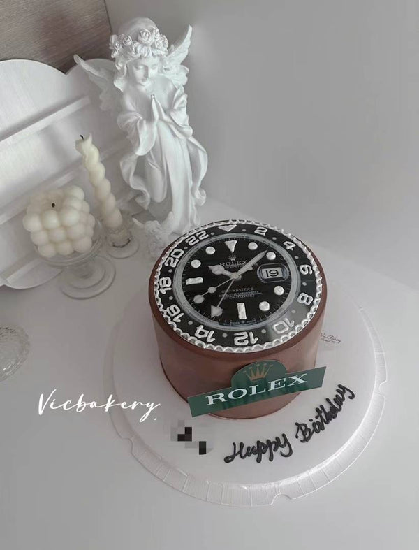 Men's Cake-brown cake with clock on the top
