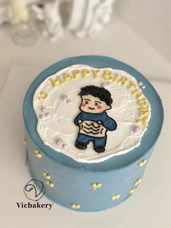 Men's Cake-Blue theme with a boy
