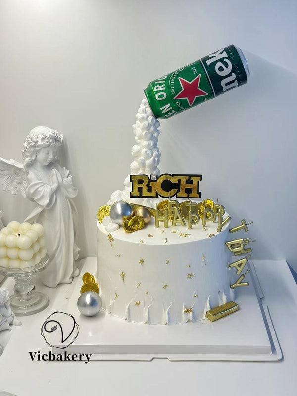Men's Cake-with beer pouring