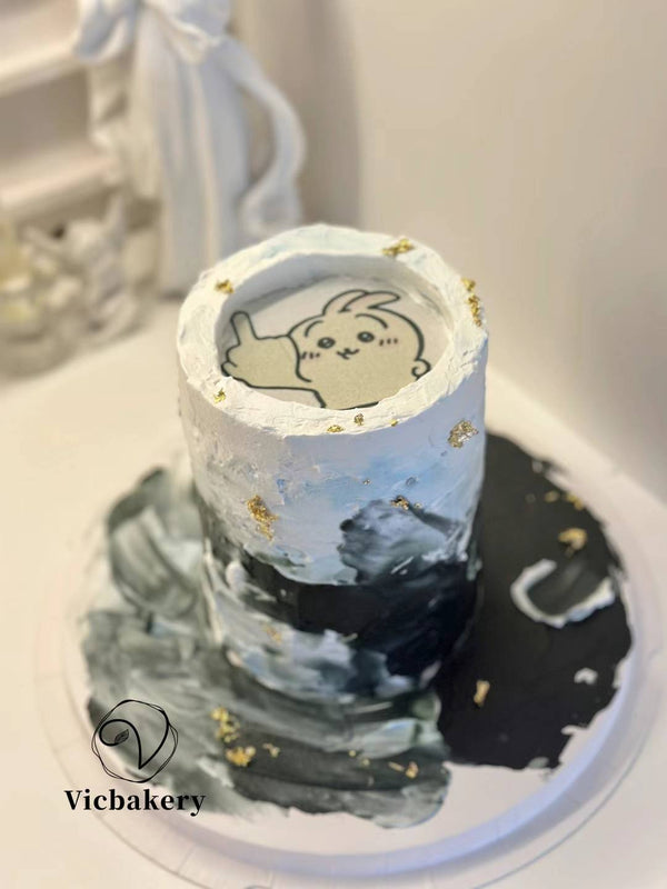 Burn away men design round shape cake